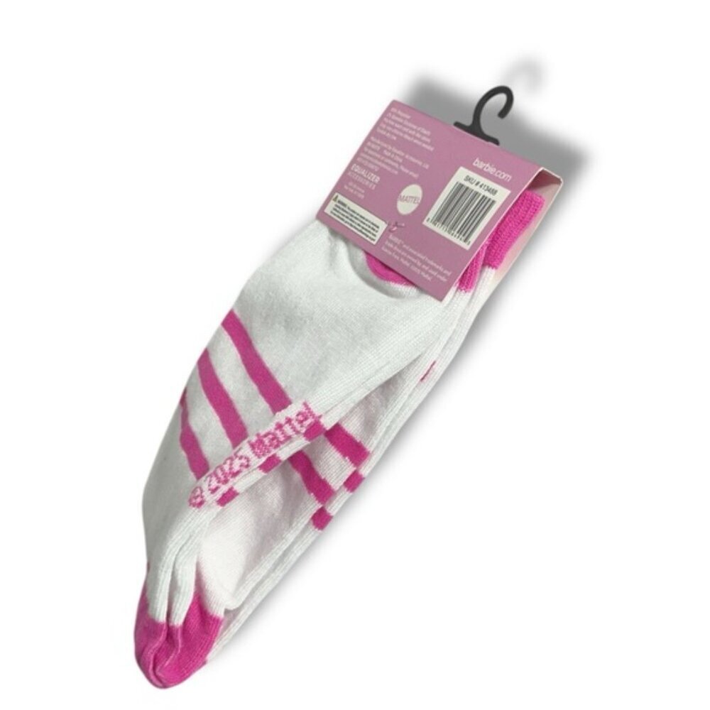 Barbie Crew Socks Pink and White Adult 9-13 One Size - Picture 7 of 16